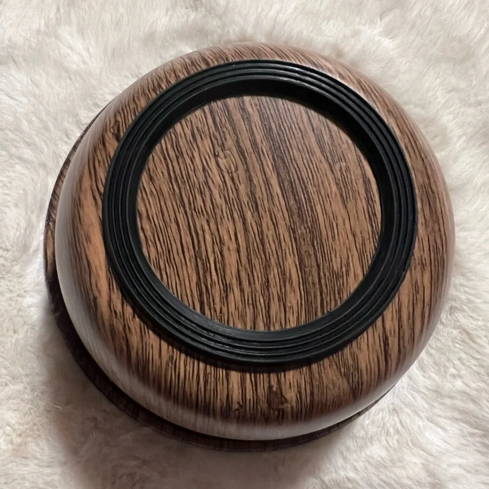 Wood outer design silver inner pet bowl new